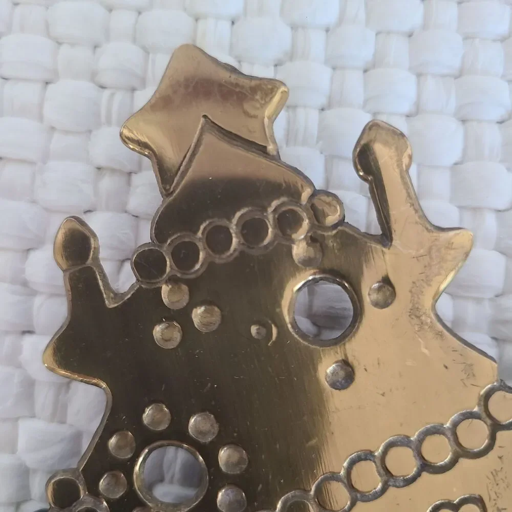 Lillian Vernon Vintage Solid Brass Christmas Tree Trivet Hot Pad Holiday Kitchen